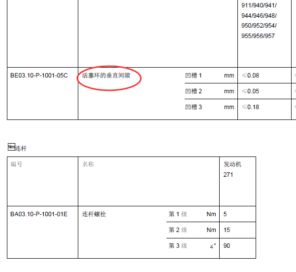 10年奔驰E200活塞环间隙