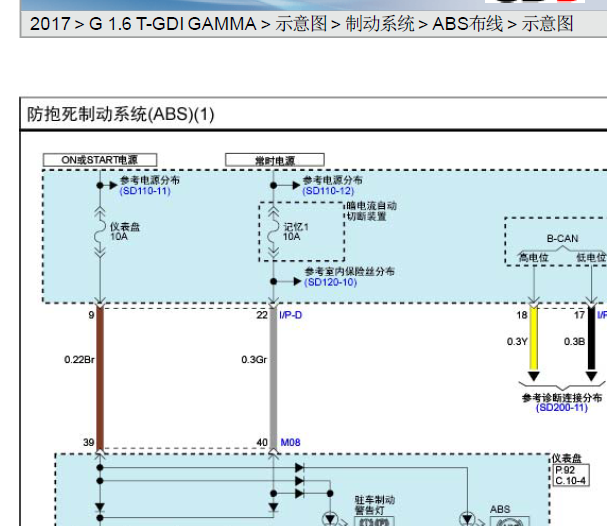 2017年起亚K5 ABS电路图