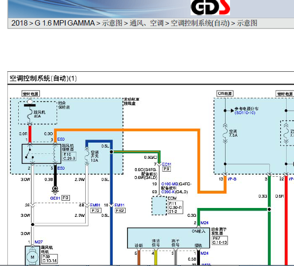 18年起亚K3空调线路图