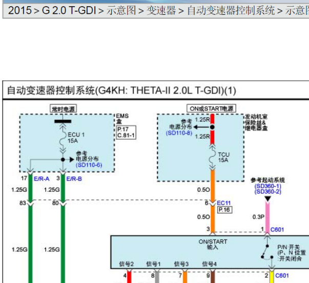 2015年现代圣达菲变速箱电路图