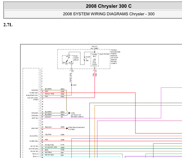 2008年克莱斯勒300C发动机电路图