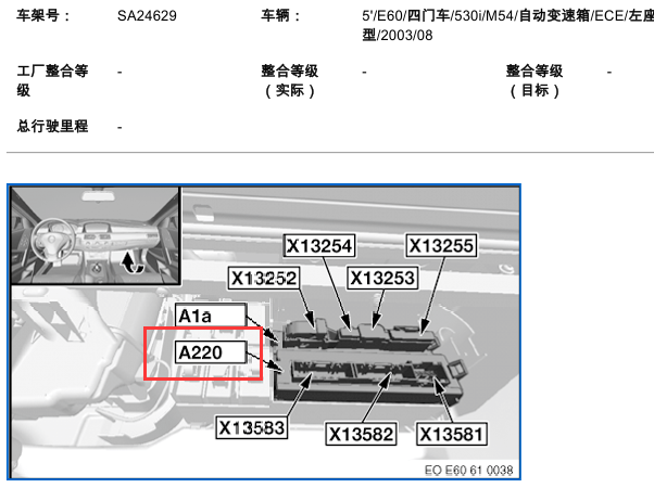 2003年宝马530网关位置