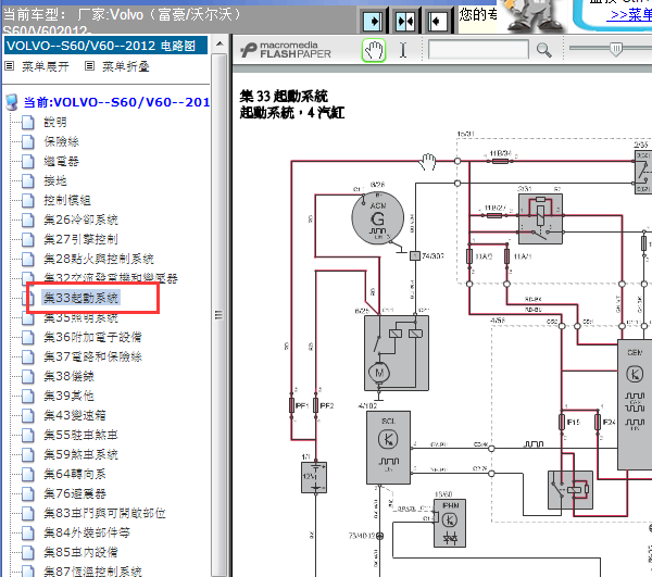 2012年沃尔沃S60/V60起动电路图