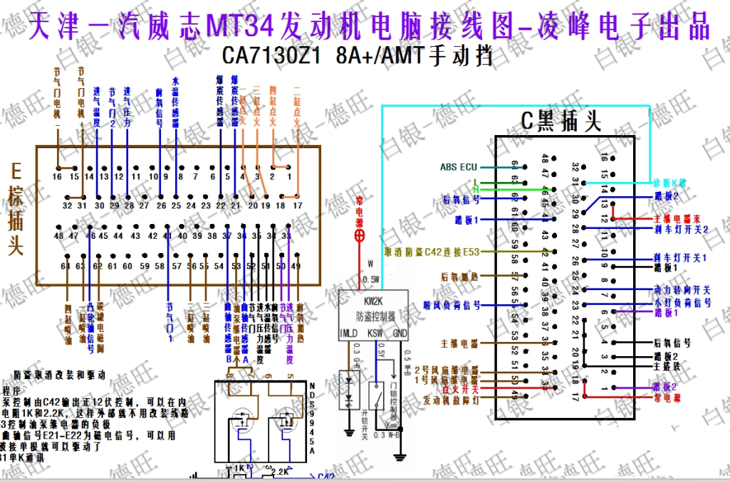 天津一汽威志64+64针脚图