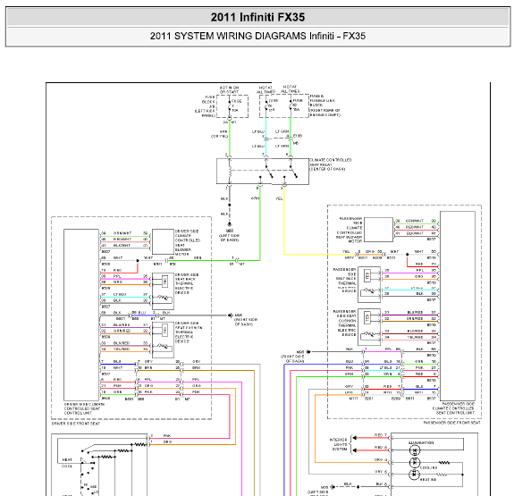 11年英菲尼迪FX35座椅线路图