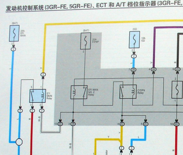 丰田皇冠3GR发动机电路图