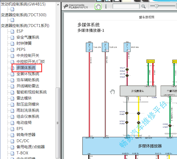 2018年长城哈弗H6多媒体电路图