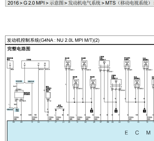 2016年现代IX35发动机电路图