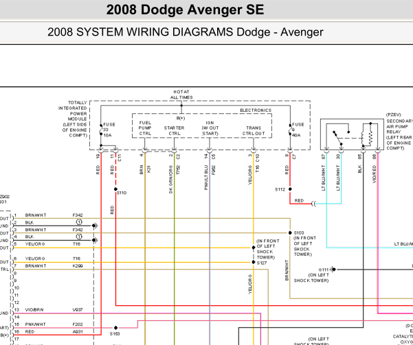 2008年道奇AVENGER发动机 电路图