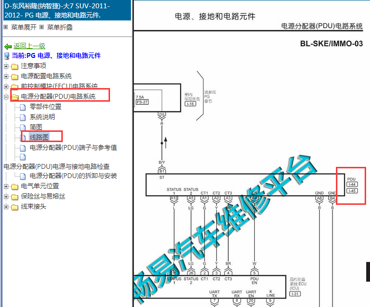 2011-2012年纳智捷PDU电源分配电路图