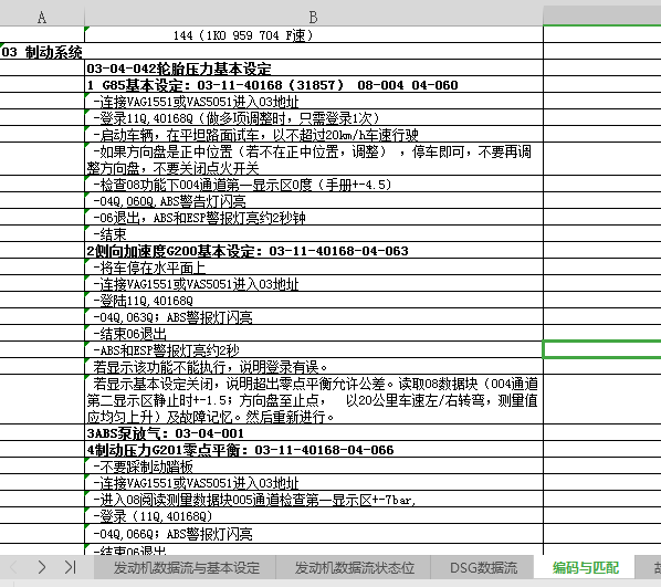 奥迪A6制动系统编码
