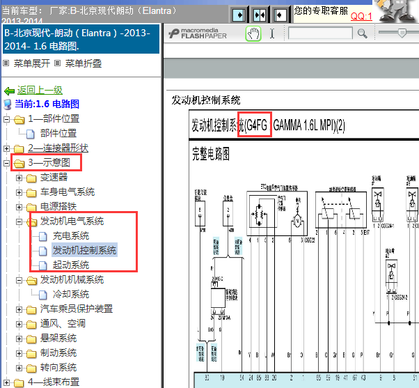 2013-2014年现代朗动发动机电路图