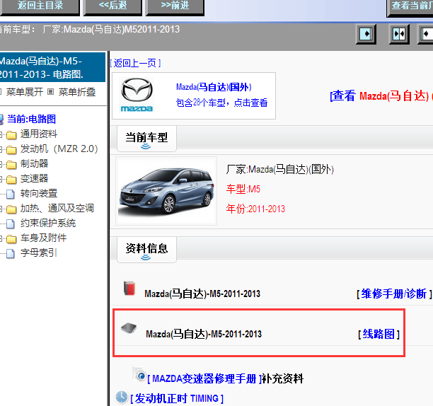 2011-2013年马自达M5全车电路图