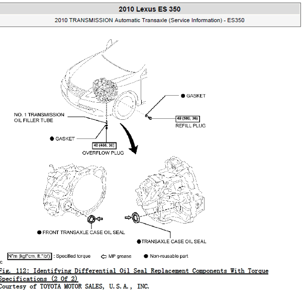 10年凌志ES350变速箱线路图