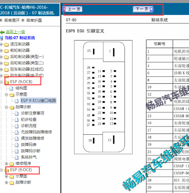 2016-2018年哈弗H6 ESP针脚资料
