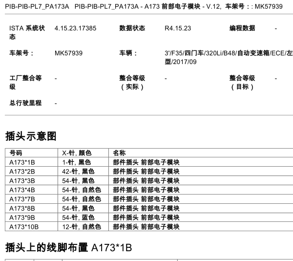 2018年宝马320li网关插头定义