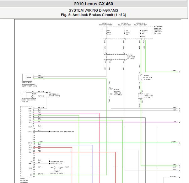 10年凌志GX460防抱死维修资料