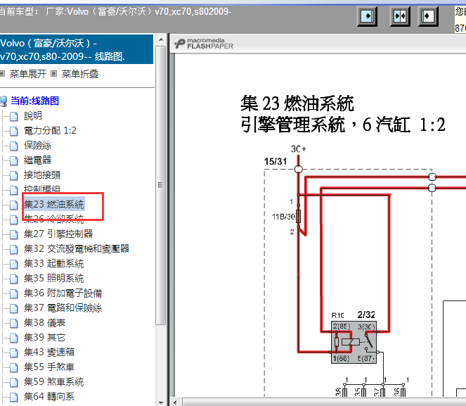 09年沃尔沃S80发动机线路图