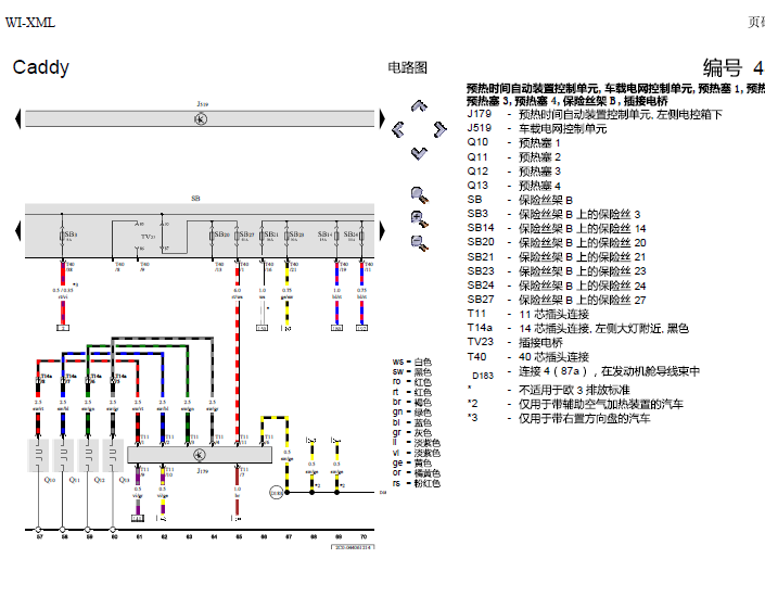 13年大众开迪预热塞线路图