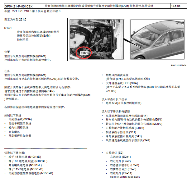 11年奔驰S300L车身控制位置