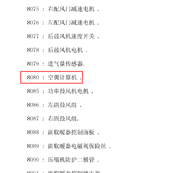 标致元件清单