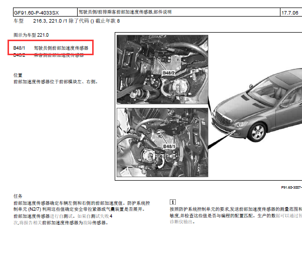 11年奔驰S350 B48/1模块位置
