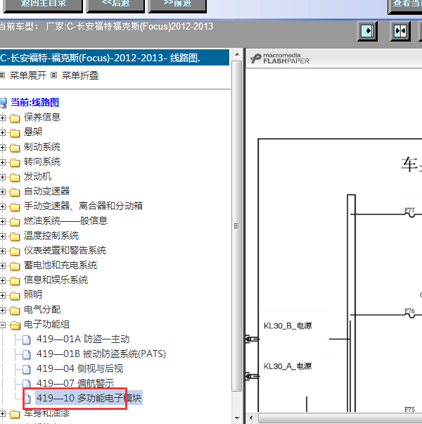 12年福特福克斯车身线路图