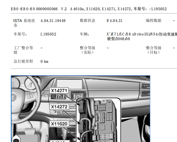 2008年宝马X6 X14271节点位置
