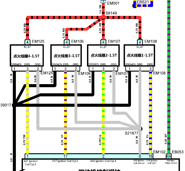 18年荣威I6点火系统线路图