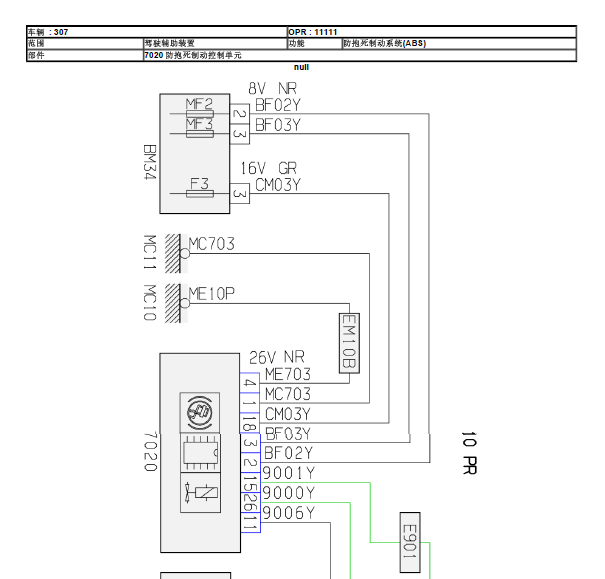 04年标致307CC制动系统线路图