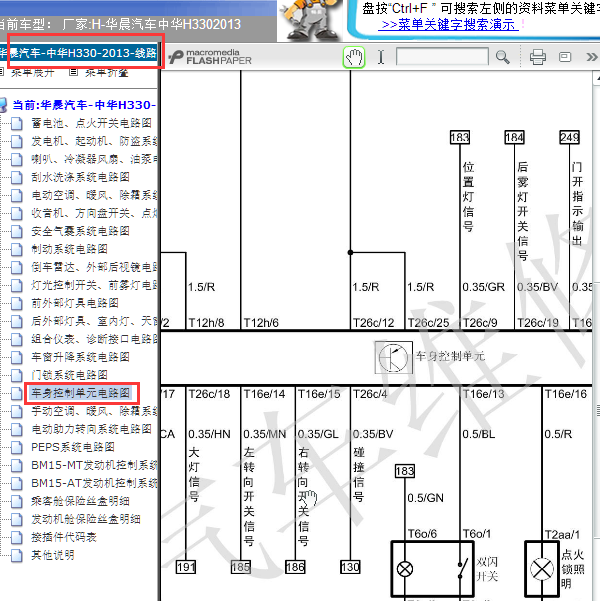中华H330车身控制电路图