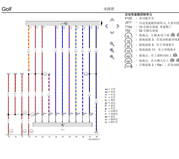 2012年大众高尔夫自动变速箱电路图