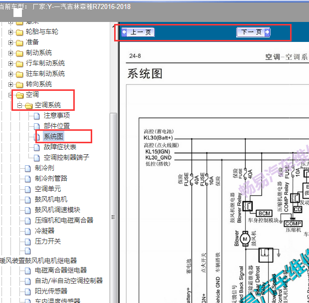 2016-2017年一汽吉林森雅R7空调电路资料