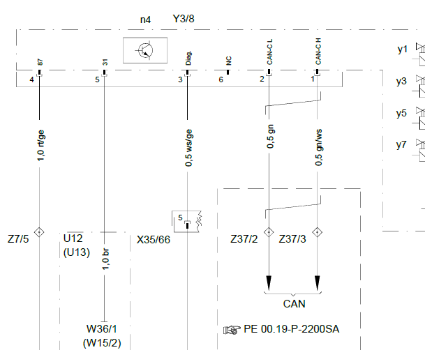 2001年奔驰S500变速箱电路图