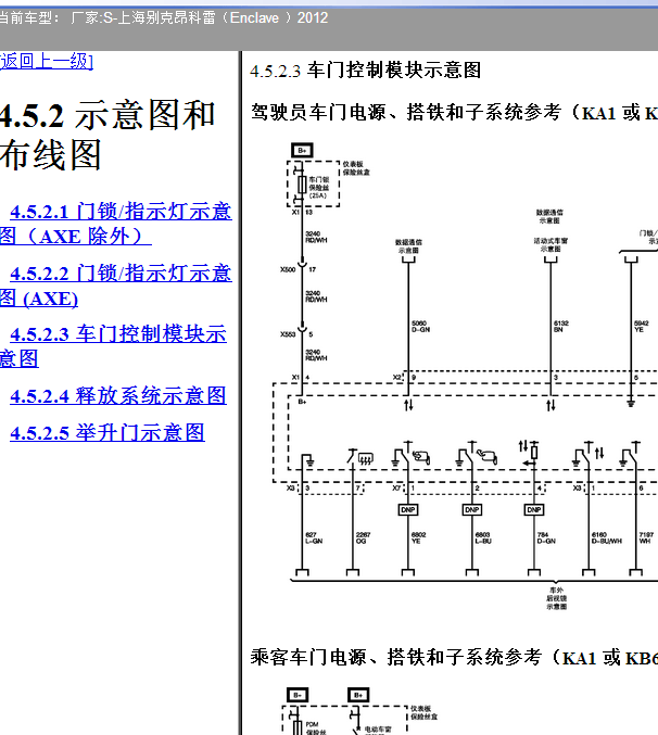 12年别克昂科雷中控门锁线路图