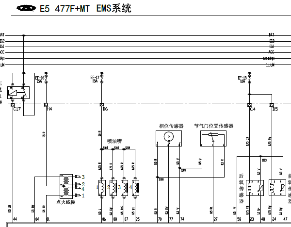 2013年奇瑞E5发动机电路图