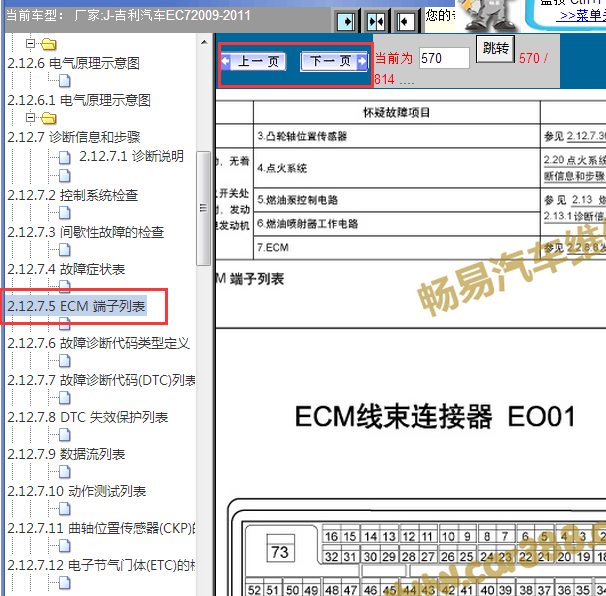 2009-2011年吉利SC7 4G15发动机针脚