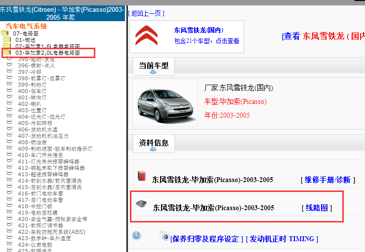 2003-2005年雪铁龙毕加索电路图