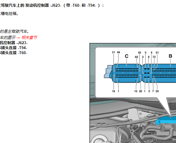 2013年奥迪Q5发动机电脑版端子图