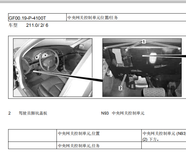 2005年奔驰E300通讯模块位置