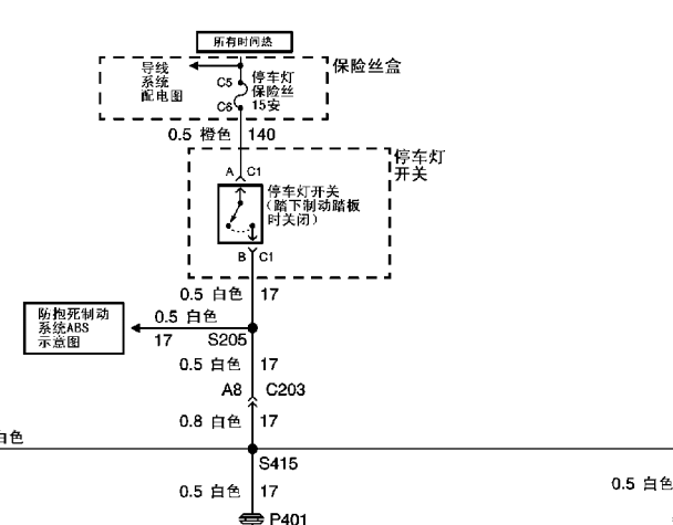 2006年别克GL8刹车灯电路图