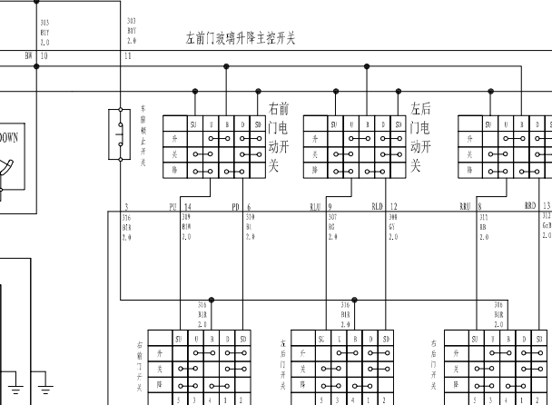 2012年长城M4玻璃升降电路图