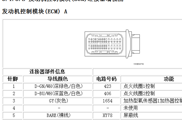2013年雪佛兰景程发动机针脚资料