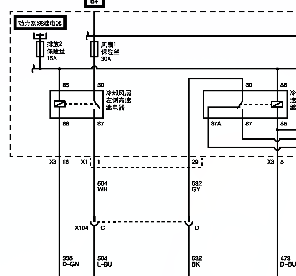 10年别克昂克雷冷却风扇线路图