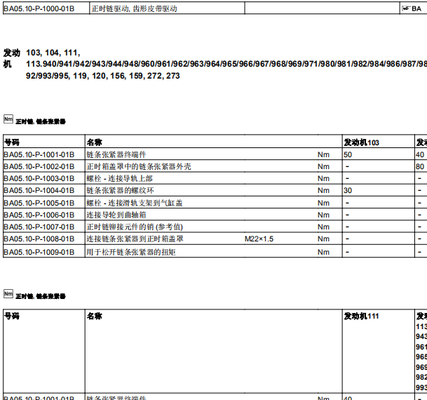 10年奔驰扭紧力矩资料
