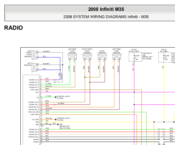 2008年英菲尼迪M35娱乐音响电路图