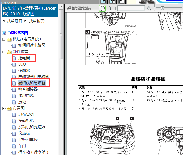 2010年三菱翼神保险丝继电器位置资料