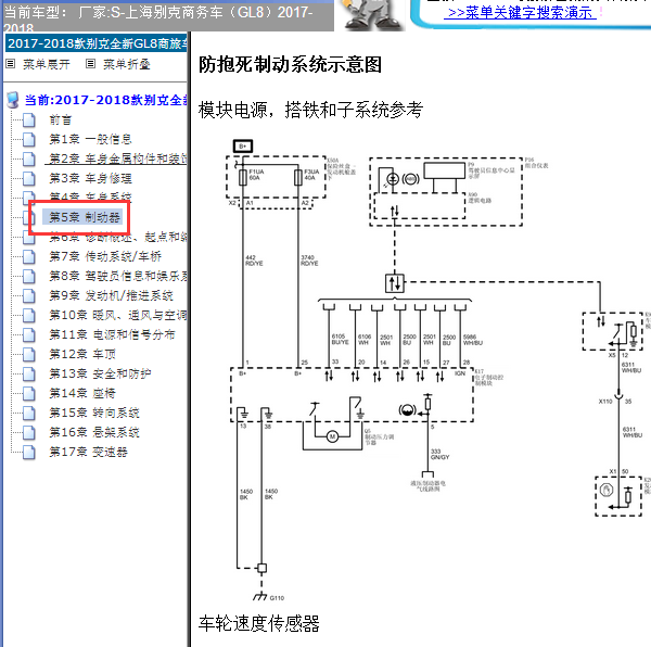 17年别克GL8 ABS线路图