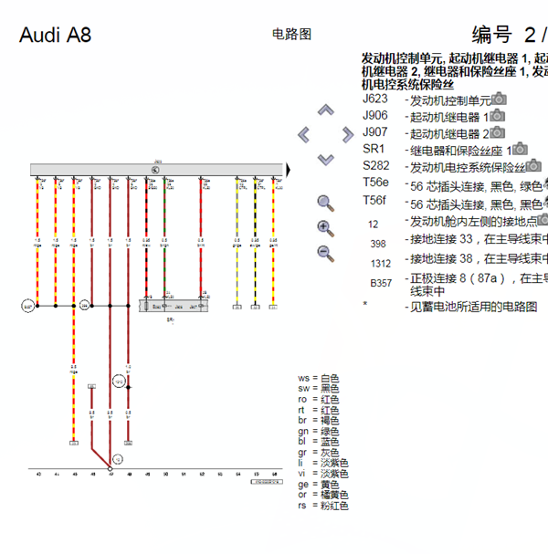 18年奥迪A8L发动机线路图
