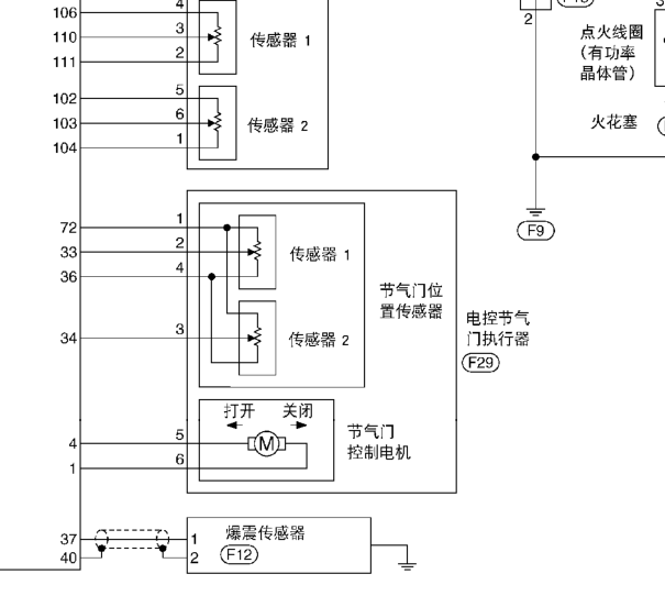 10年轩逸1.6自动波的节气门电路图